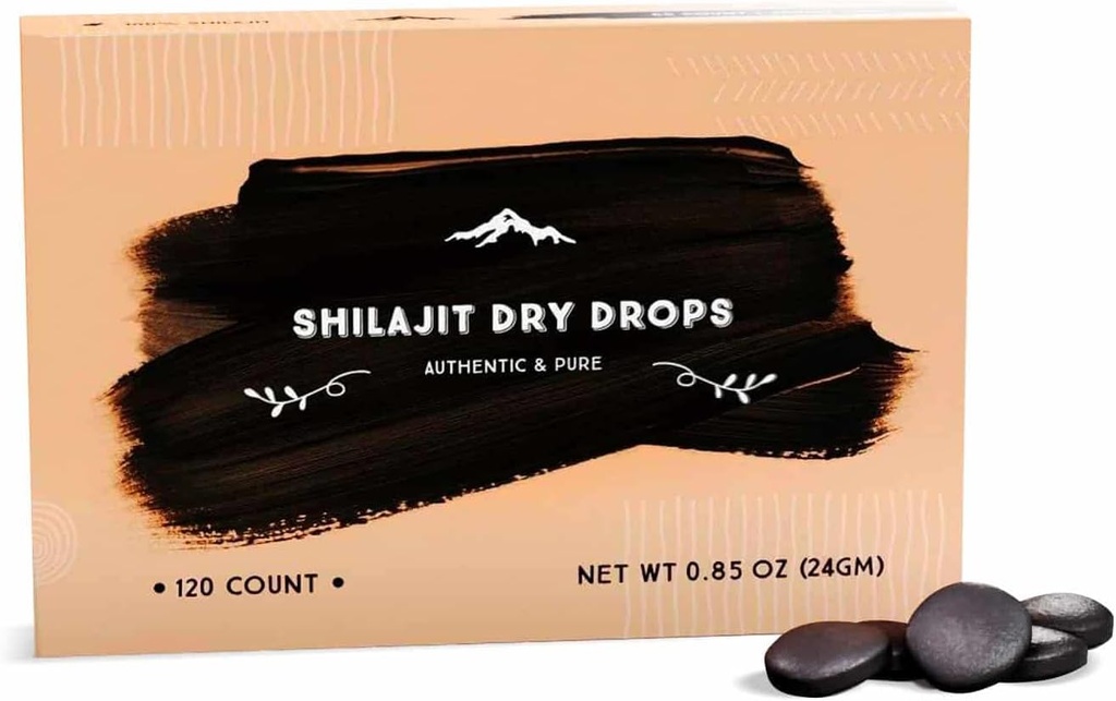 Pure Himalayan Shilajit Dry Drops, 100% Pure Natural Shilajit, Grade A, Max Potency 85+ Clean Trace Minerals & Fulvic Acid for Energy, Metabolism & Immune Support Supplement for Men & Women (120 tabs)