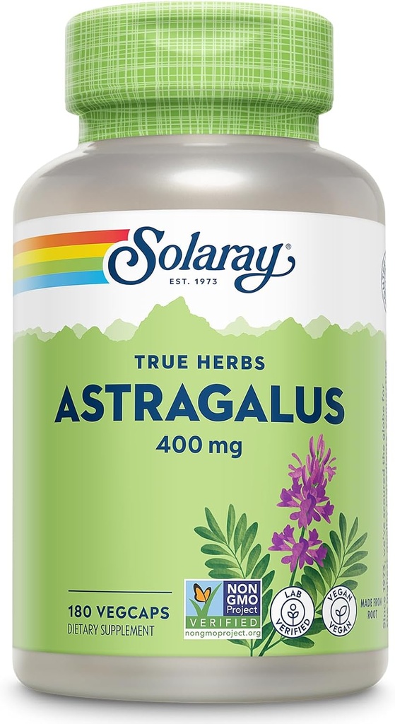 SOLARAY Astragalus Root 400mg – Traditional Herbal Support - Non-GMO, Vegan & Lab Verified - 180 Servings, 180 VegCaps