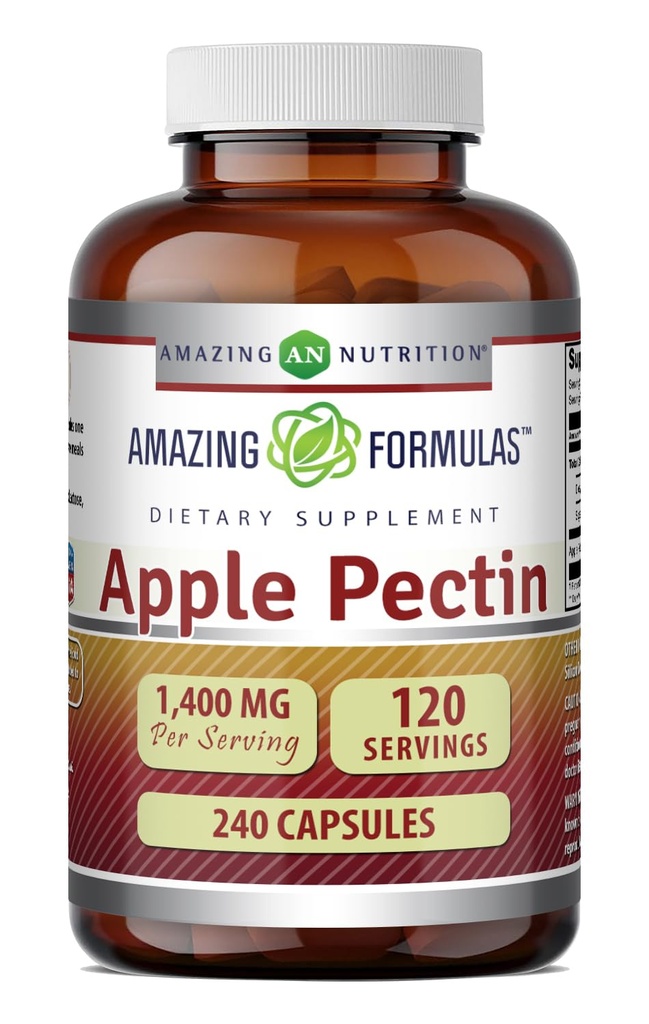 Amazing Formulas Apple Pectin 1400 Mg per Serving Supplement | Capsules | Non-GMO | Gluten-Free | Made in USA (1 Pack, 240 Count)