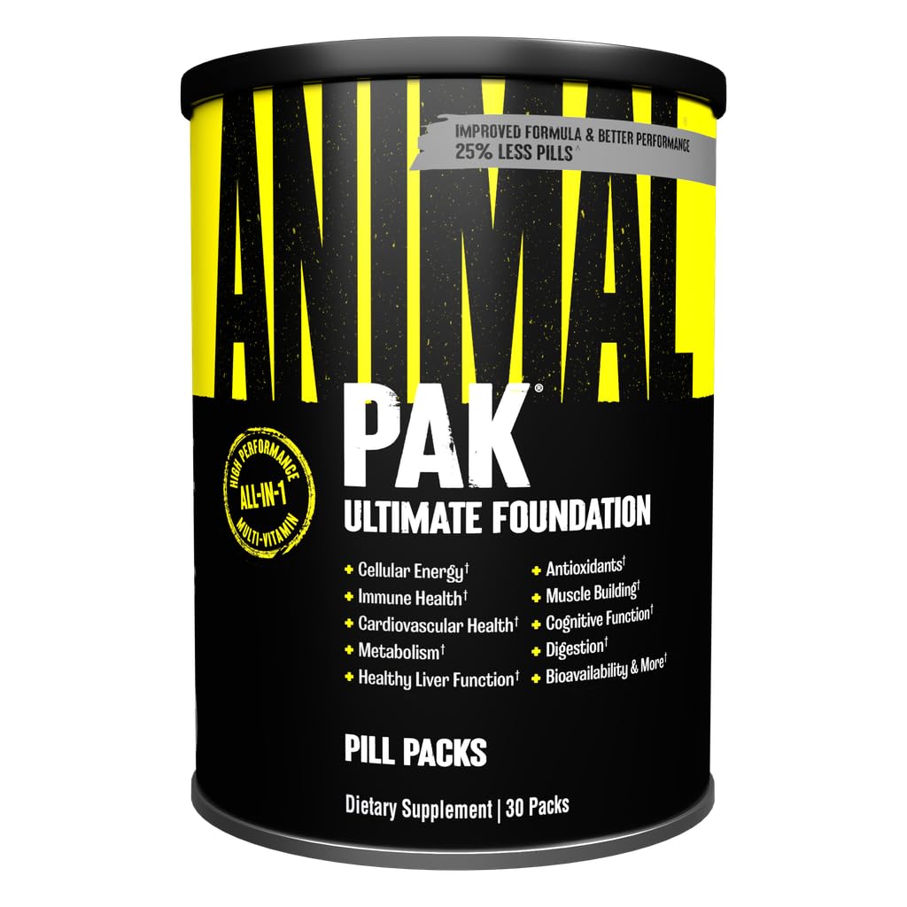 Animal Pak - Praktisk Multivitamin til mænd og kvinder Daily All- in- One Vitamin & Supplement Pack - Zink, Vitamin C, B, D, Aminosyrer, og immunforsvar - Sport Nutrition Performance - 30 Greve