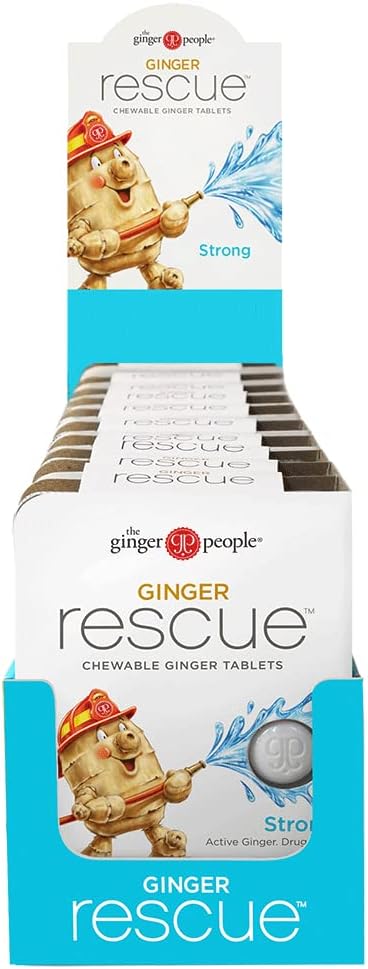 The Ginger People Ginger Rescue Chewable Tablets Drug Free Dissestive Health, Strong Ginger Flavor, 0,55 Oz, 240 Tablets, (pakning med 10)