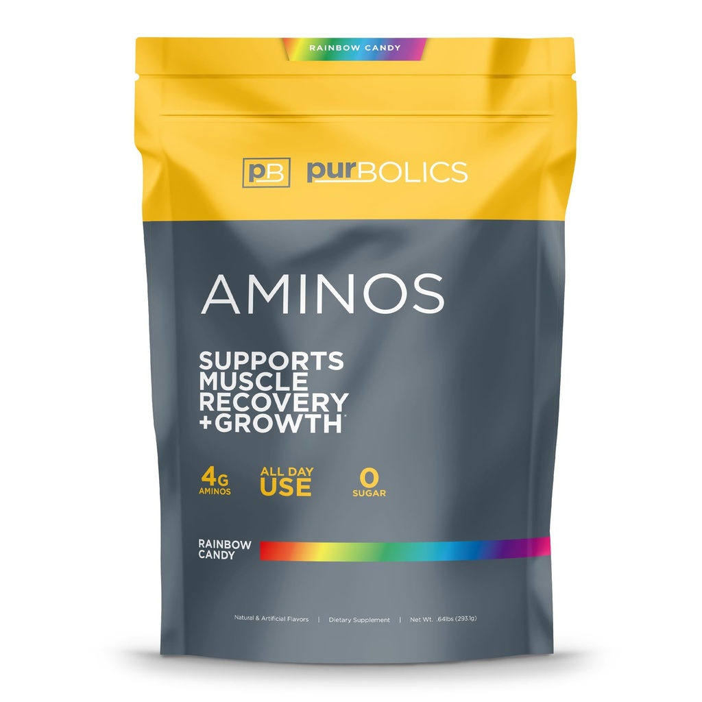Purbolics Aminos agasin 124; 4g Free- Form Aminosyrer, Beta- Alanine, 0 kalorier & 60 Servering (Rainbow Candy)
