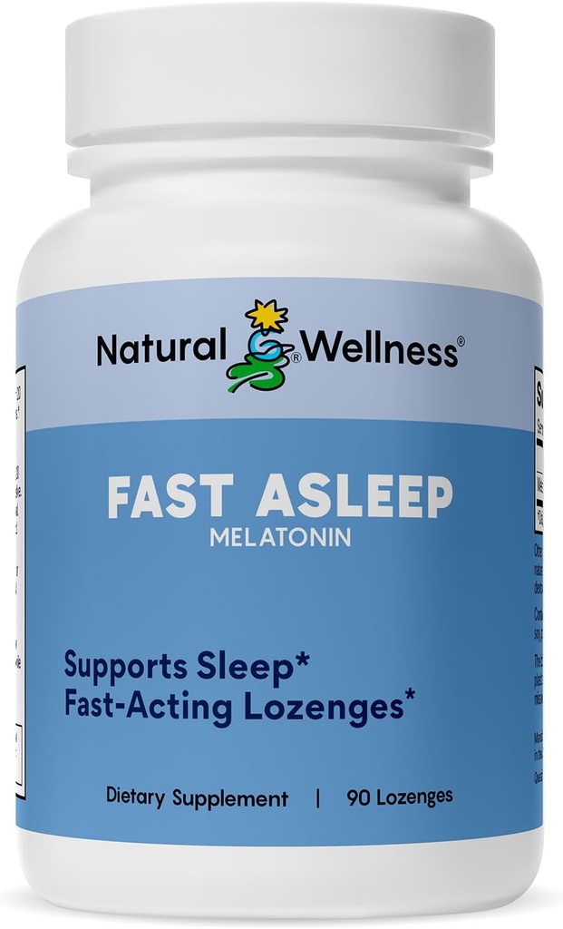Naturlig Wellness Hurtig søvn - Rapid- Fungerende Melatonin Lozenges for Rastful Sleep, Afslapning & Jet Lag Relief -Fast- Opløsning Cherry Flavor Sleep Aid - Ikke-Habit Forming, Wake Refreshed - 90 Lozenges