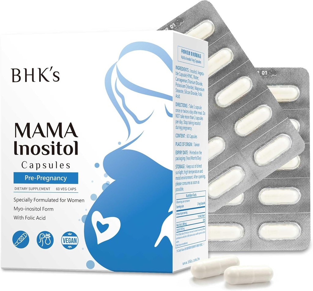 BHK 's præ-graviditet Fertilitet supplement, Hormonal balance & sund ovariefunktion støtte til kvinder, Regelmæssige cykler med Inositol, 60 kapsler