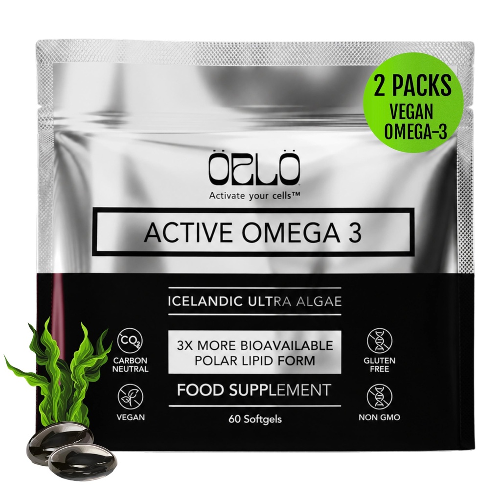 Orlo Omega 3 - Vegan Omega-3 Supplement (EPA & DHA) - Ekstra styrke Fish Oil & Krill Alternativ fra Algae Oil (120 Mini Burpless Softgels)