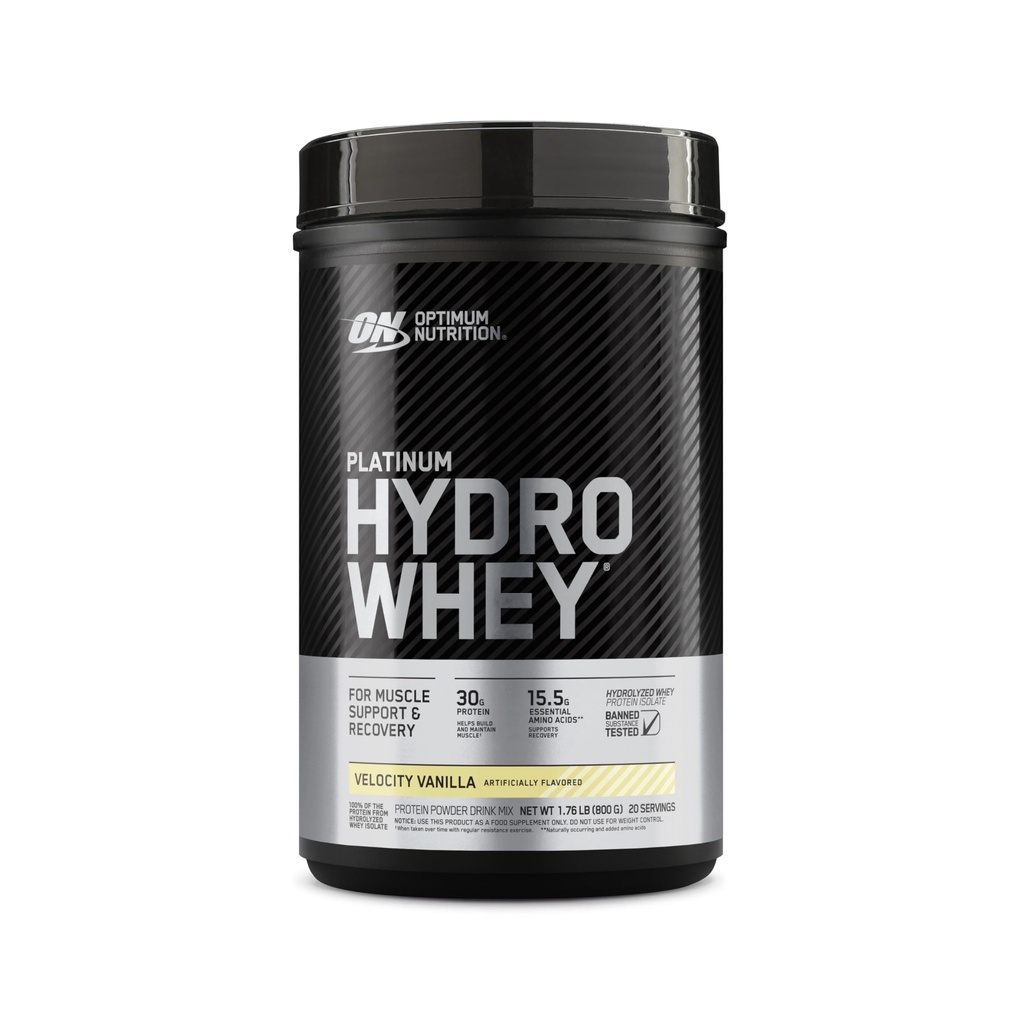 Optimum Nutrition Platinum Hydrovalle Protein Powder, 100% Hydrolyzed Whey Protein Isolate Powder, Flavor: Hastighed Vanilla, 20 Servering, 1.76 Pounds (Packaging May Vary)