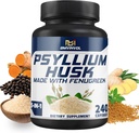 BMVINVOL Psyllium Husk Kapsler Fiber tillæg med bukkehorn, gurkemeje, Ginger, Black Pepper - Support fordøjelsessystem, Intestinal Health - 240 Tæl for 4 Måned Supply