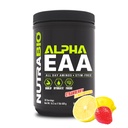 NutraBio Alpha EAA - All- Day Aminosyrer til muskelvækst og hydrering - Essentielle Aminosyrer med Nootropics & Adaptogen- Full Spectrum EAA BCAA Powder - 30 Servering - Strawberry Lemon