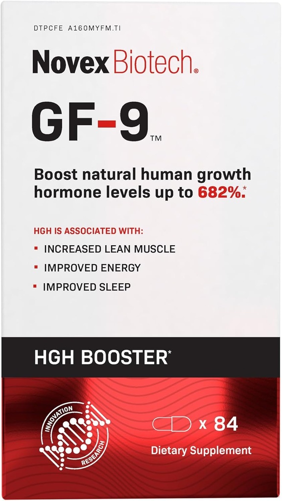 Novex Biotech GF- 9 - HGH Boosting Supplement for mænd - Workout Complex for mænd - Support Energy, Endurance, Sleep, 84 Ct (21 - Day Supply)
