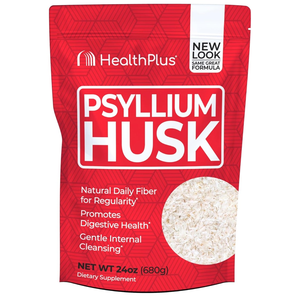 Sundhed Plus, Psyllium Husk, 24 oz, 96 Servering - Natural Detox, Daglig Kostfibre Supplement, Forstoppelse Relief, Gentle Gut Cleanse, Keto Bagning