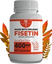 Organic Fisetin Supplement Kapsler 400mg - 4X Stronger- Natural Bioflavonoid Svarende til Apigenin, Quercetin, Luteolin - Senolytisk Activator kan understøtte hjerne sundhed, & Age- Defying