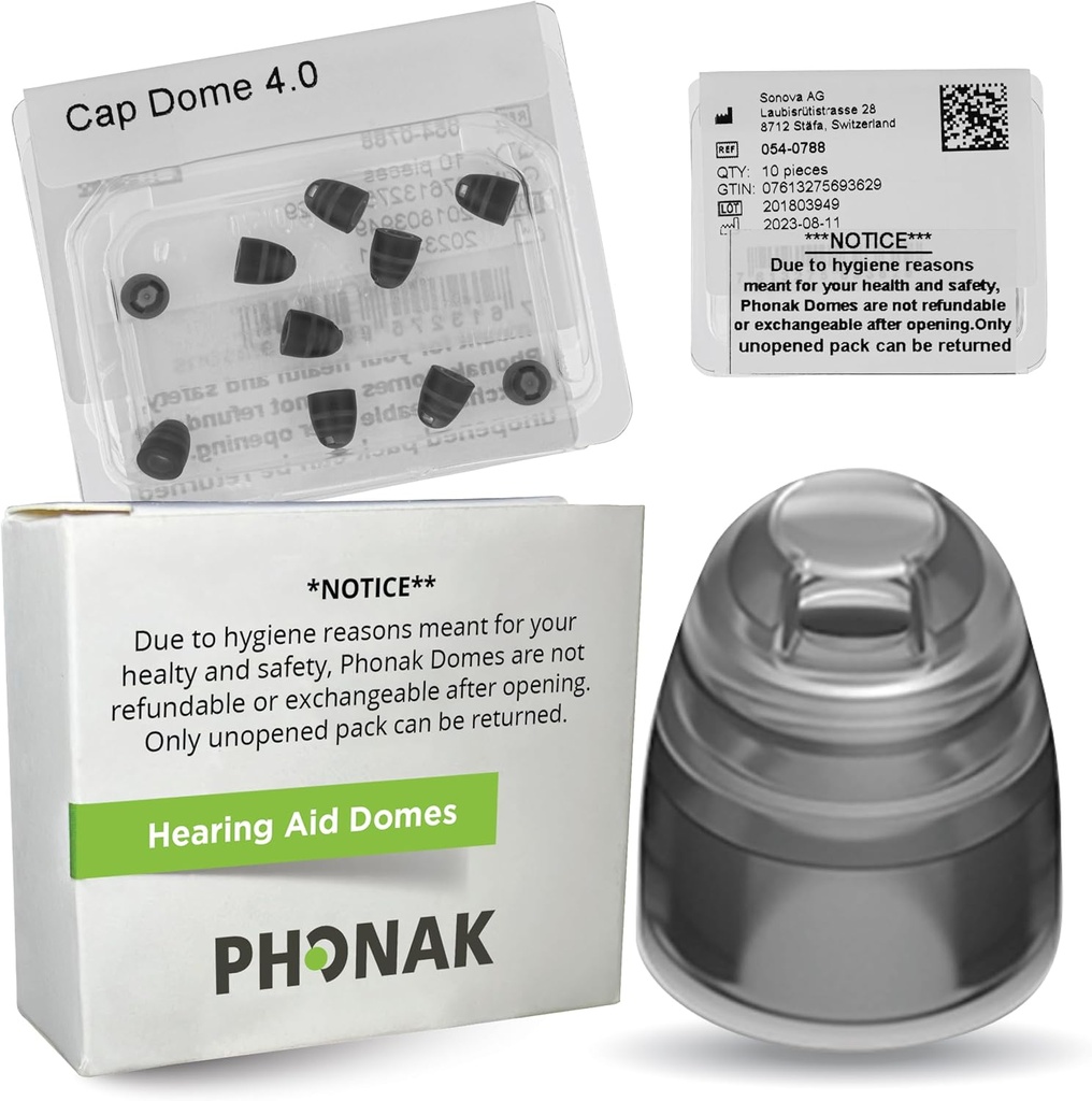 Phonak Cap 4.0 Dome XSmall (0,18 inches = 4,5mm) -Ægte OEM Schweiz Udskiftning af Sonova, høreapparat Domer for meget smallere Øre Sizes- 1 Pack / 10 Domer i alt