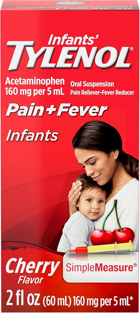 Spædbørn Tylenol Acetaminophen Liquid Medicine, Cherry, 2 fl. oz