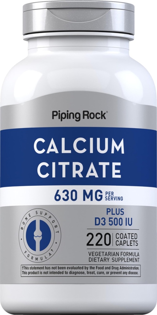 Piping Rock Calcium Citrat med D3- vitamin 124; 630 mg