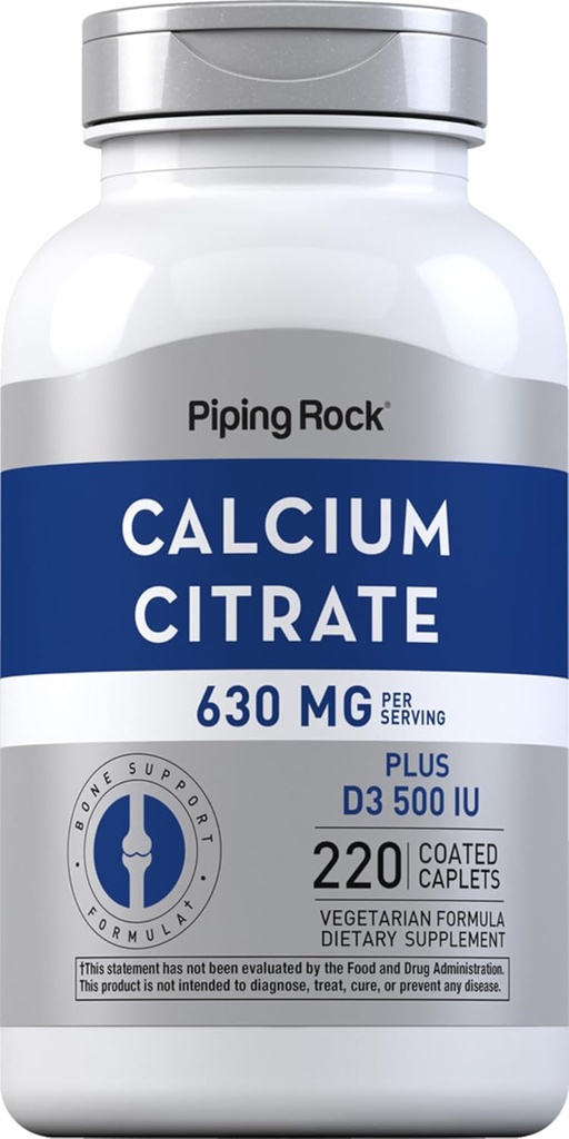 Piping Rock Calcium Citrat med D3- vitamin 124; 630 mg