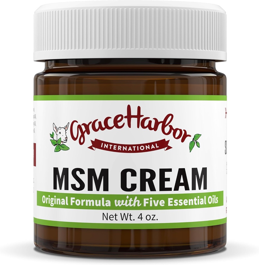 Grace Harbor MSM Cream - Original - Daglig hud, muskel og fælles rub med Gedemælk, Essential Oliils & MSM - Neck, Tilbage, Skulder, albue, Knee, Hand and Foot Therapy - 4 oz