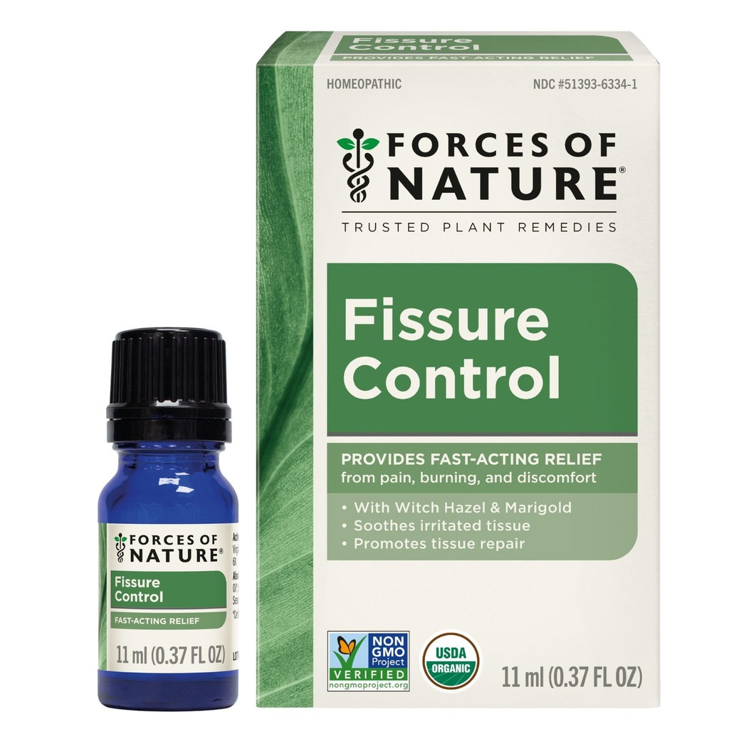 Forces of Nature Fisure Control, Organic Homøopatisk Behandling med Witch Hazel for Anal Fissres, Hæmorhoid Relateret Irritation & Diskomfort, Hurtig, Natural Topical Relief, 0.37 FL OZ