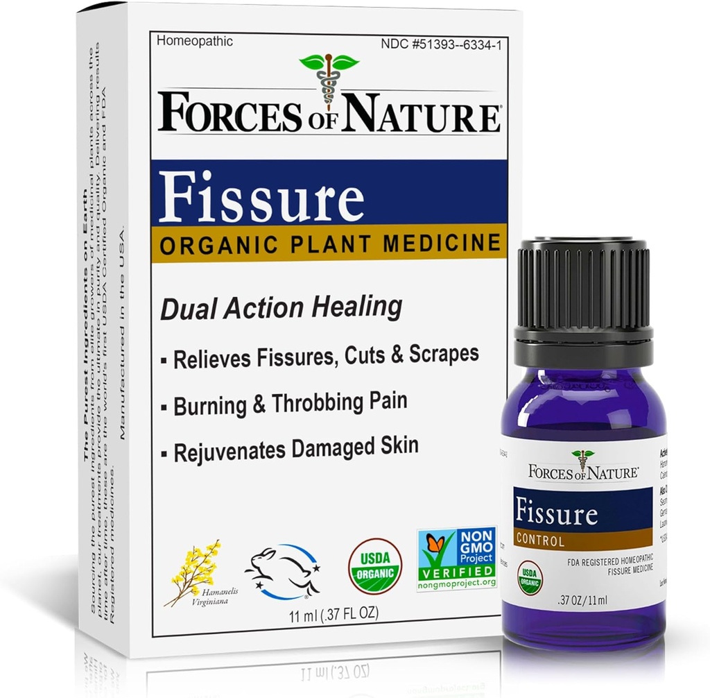 Forces of Nature Fisure Control, Organic Homøopatisk Behandling med Witch Hazel for Anal Fissres, Hæmorhoid Relateret Irritation & Diskomfort, Hurtig, Natural Topical Relief, 0.37 FL OZ