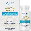 Zane Greek Olive Leaf Extract - min. 20% Oleuropein - Giver immunforsvar og sund blodtryksstøtte, fremmer hjerte-kar-system sundhed - 60 kapsler non-GMO, gluten - laktose - Paraben Free
