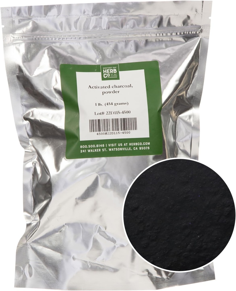 Monterey BAY HERB CO. Aktiveret kul pulver • 124; Anvendelse til kropspleje, ansigtsmasker, Tandpasta (1lb)