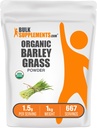 BulkSupplements.com Organic Barley Grass Powder - Green Superfood Powder, Herbal Supplement - Vegan- Friendly, 1,5 g per Serving, 5kg (11 lbs) (Pack of 5)
