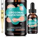 Liposomal Glutathion Supplement - 2000mg Glutathion flydende dråber med C-vitamin, Curcumin & Trans- Resveratrol - Kraftig antioxidant til immunforsvar, hudsundhed, ældning Defense & Lever Detox - 2 Fl Oz