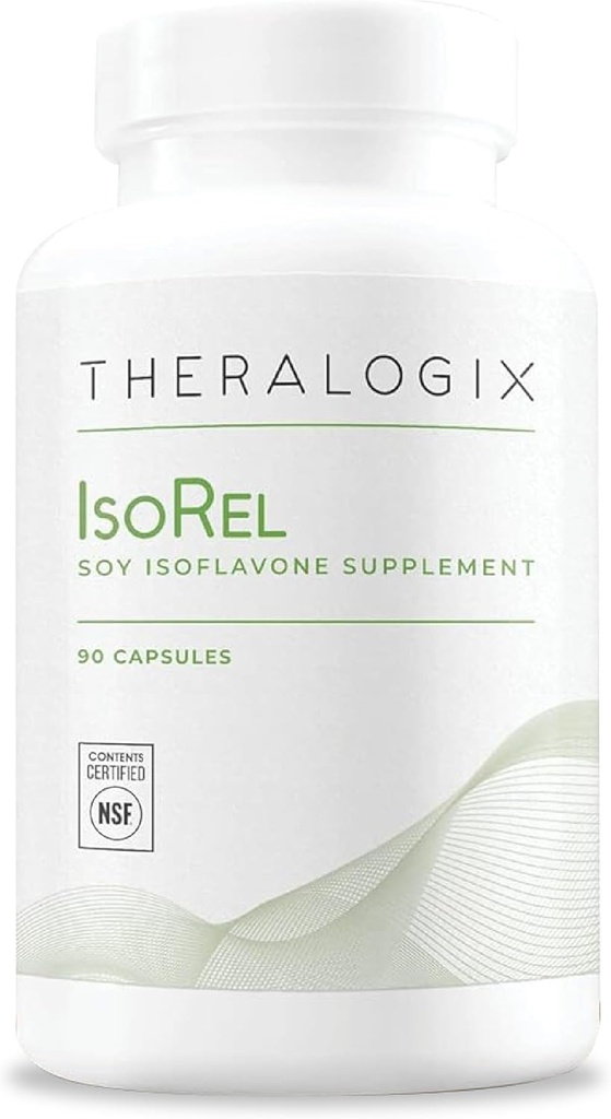 Theralogix IsoRel Whole Soybean Extract Supplement - 90- Day Supply - Menopause Support to Aid Hot Flashs - Prostate Health Support til mænd - NSF Certified - 90 Kapsler