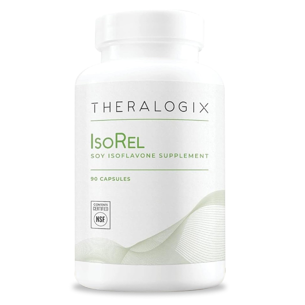 Theralogix IsoRel Whole Soybean Extract Supplement - 90- Day Supply - Menopause Support to Aid Hot Flashs - Prostate Health Support til mænd - NSF Certified - 90 Kapsler