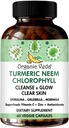 Økologisk Veda gurkemeje Neem Chlorophyll, glødende klar hud, Acne tillæg, Gut sundhed & alt Kropslæde - Grønne Antioxidanter, Spirulina, Chlorella, Moringa, C-vitamin & zink - 60 kapsler