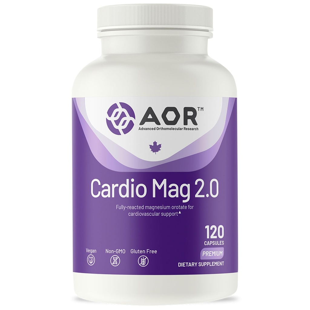 AOR, Cardio Mag 2.0, Understøtter en sund hjerte, muskelfunktion og energi, Magnesiumtillæg, 30 portioner (120 kapsler)