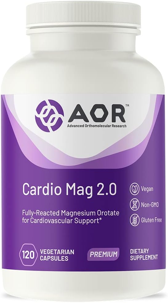AOR, Cardio Mag 2.0, Understøtter en sund hjerte, muskelfunktion og energi, Magnesiumtillæg, 30 portioner (120 kapsler)