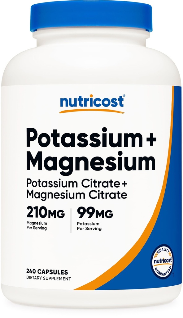 Nutricost Kalium (99 mg) Magnesium (210 mg) Citrater, 240 kapsler - Non- GMO, Gluten Free