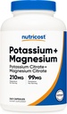 Nutricost Potassium (99 mg) Magnesium (210 mg) Citrates, 240 Capsules - Non-GMO, Gluten Free