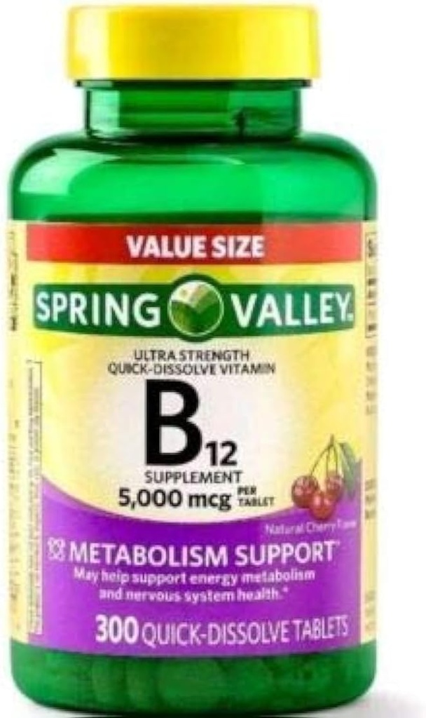Spring Valley B12 5000mcg 300ct Metabolisme Support
