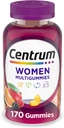 Centrum MultiGummies Gummy Multivitamin til kvinder, Multivitamin / Multimineral Supplement med vitamin D3, B Vitaminer og antioxidanter, Assorterede Frugtsmag - 170 Greve
