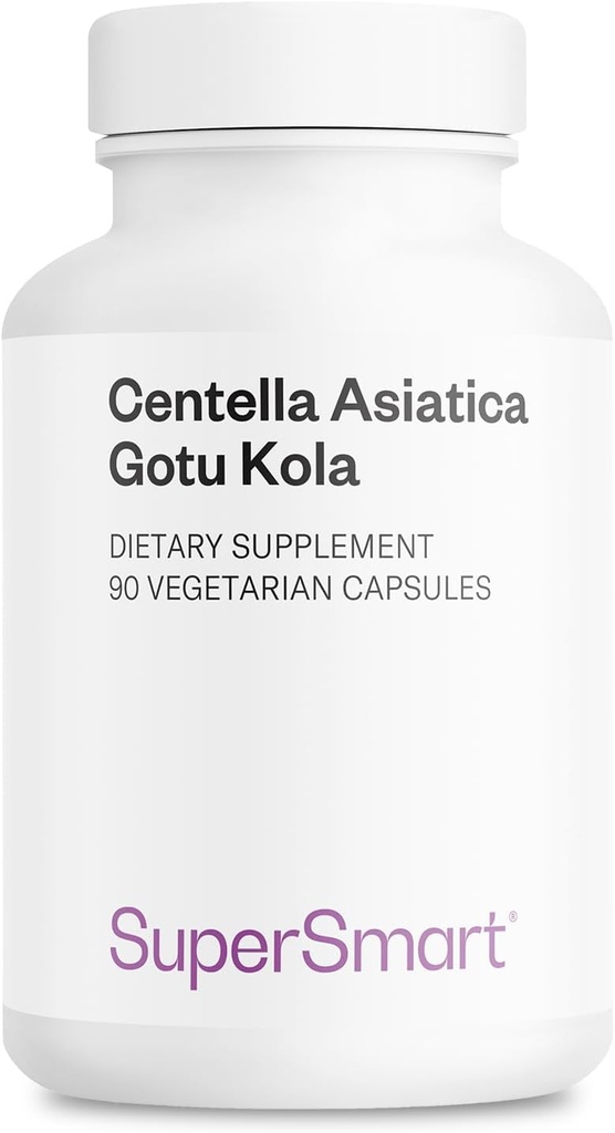 SuperSmart - Centella Asiatica 180 mg per dag - Gotu Kola Extract Supplement: 124; Non- GMO & Gluten Free - 90 vegetariske kapsler