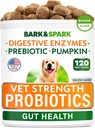 Vet Strength Dog Probiotics Chews - Gas, Diarré, Allergi, Forstoppelse, Opsat Mave Relief, med enzymer + Pumpkin + Prebiotics - Chewable Fiber Supplement - 100 Soft Chews - Røget Duck