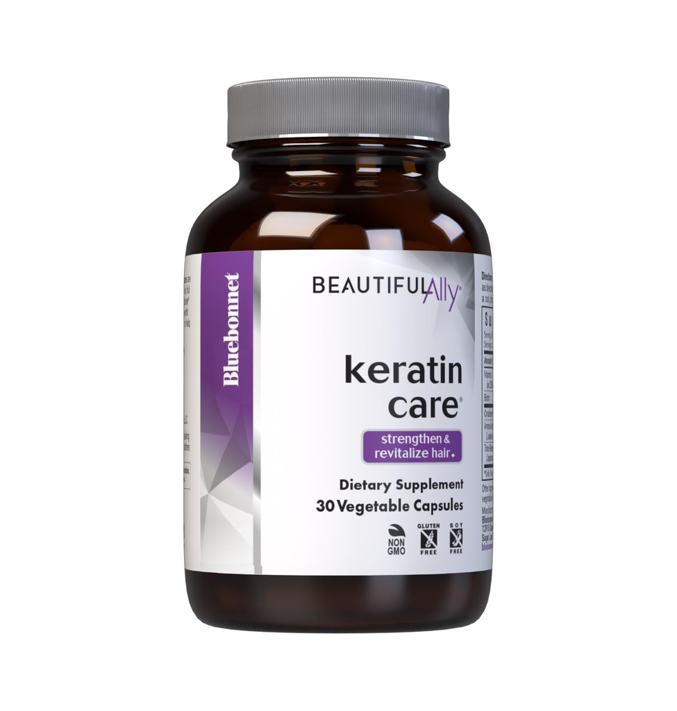 Bluebonnet Nutrition Smuk Ally Keratin Care, Skønhed Nutrient, Best for Hår, Styrke og Revitalize Hår *, Non GMO, Gluten Free, Soy Free, Milk Free, 30 Vegetabilske kapsler, 30 Servering