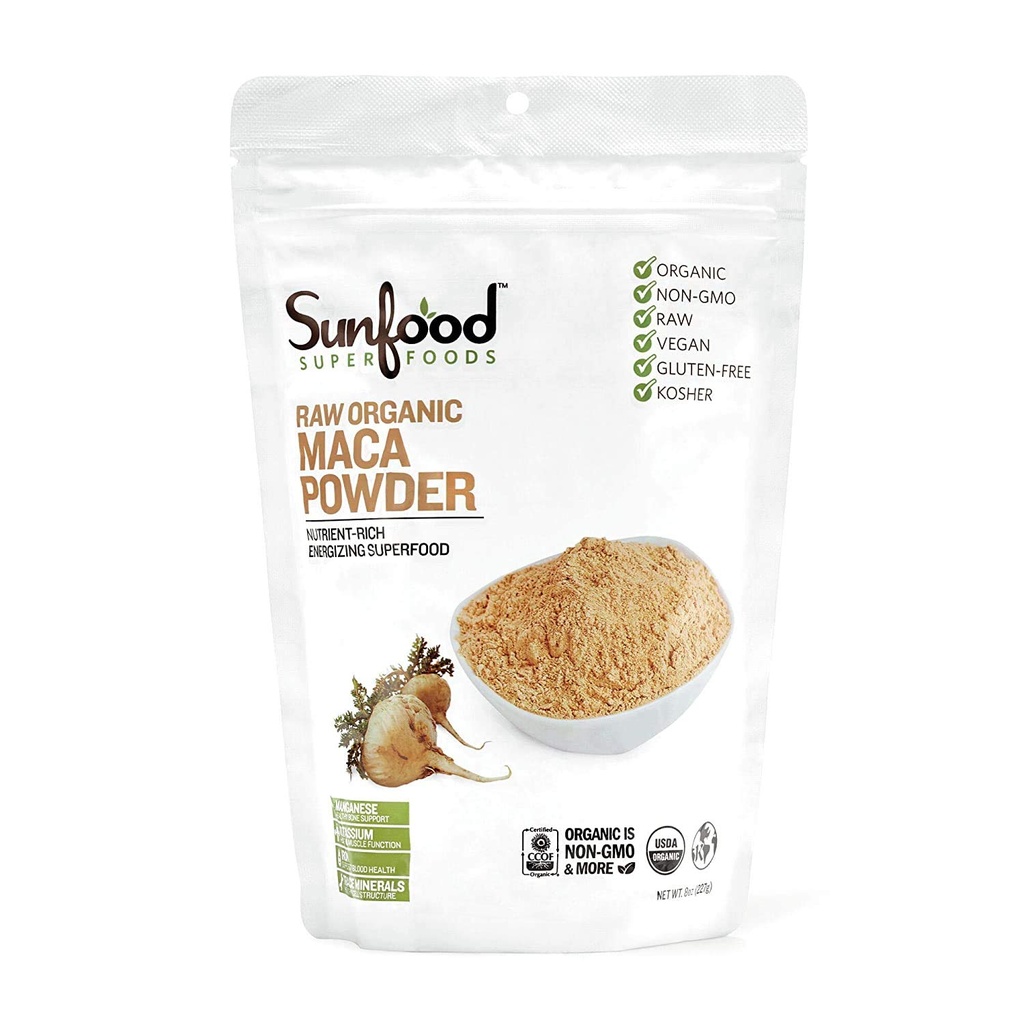 Superfood Organic Maca Powder supplement til mænd og kvinder - Maca Root Powder Organic med adaptogener, Peruvian, Raw, Vegan - 8 Oz Bag