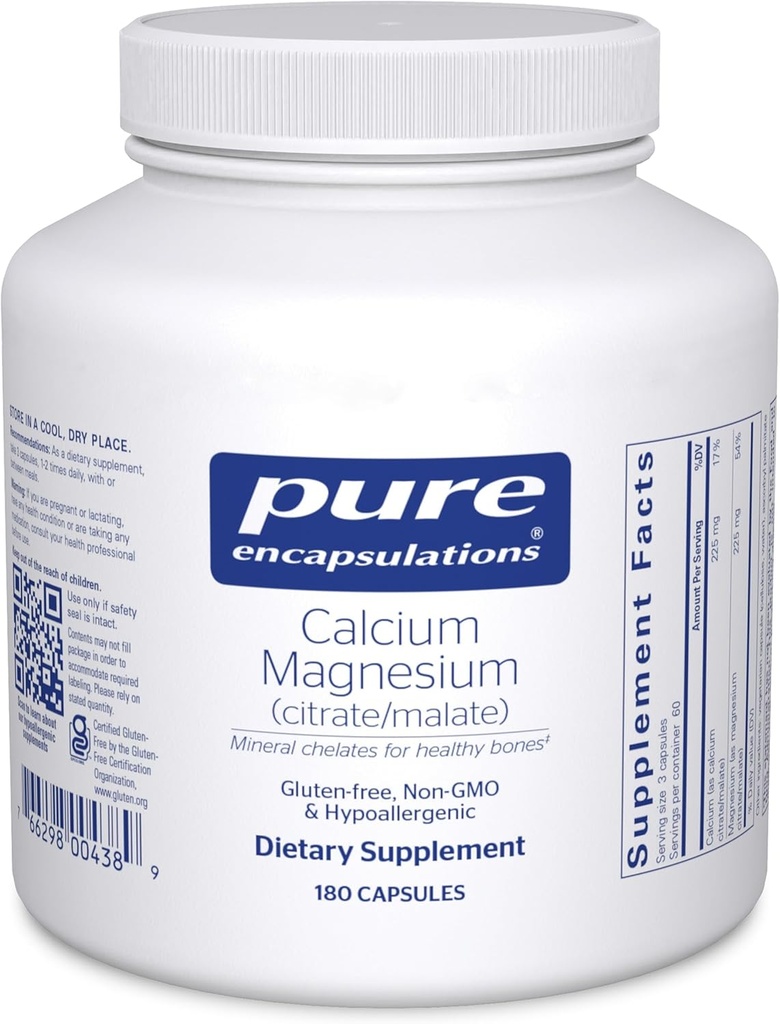Pure Encapsulations Calcium Magnesium (Citrate/Malate) | Supplement to Support Bone and Cardiovascular Health* | 180 Capsules