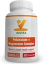 Invita Kalium Magnesium Complex 1000 MG for ben & muskel Support I (90 kapsler) - High Absorption Kalium Aspartat med Magnesium Aspartatoxid Glycinat Gluconat & CITate