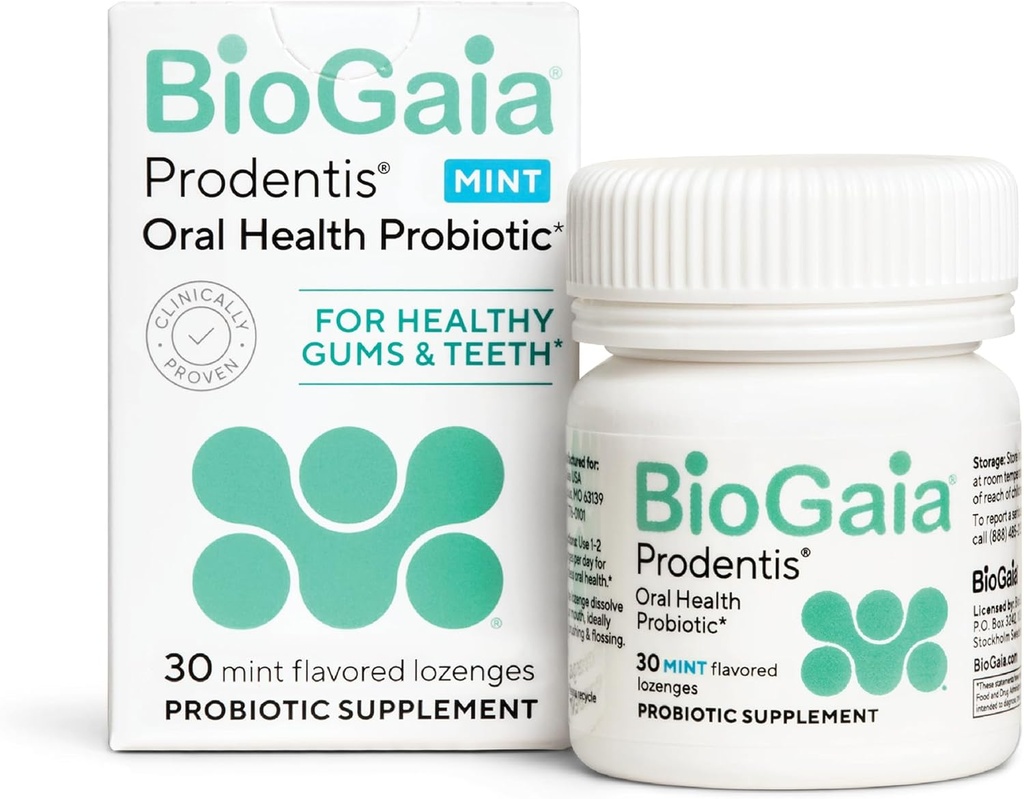 BioGaia Prodentis • 124; oral probiotika • 124; fremmer sunde gummer & tænder • 124; forsvarer mod dårlig ånde & tandproblemer • 124; Forbedrer oral sundhed • 124; Mint Flavored Dental Probiotisk Lozenge