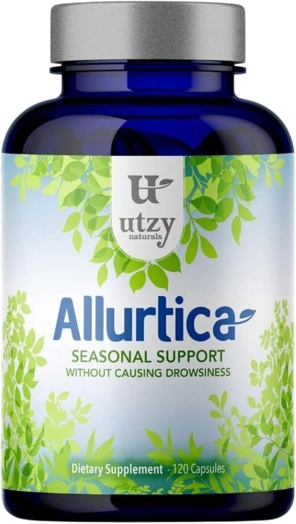 Utzy Naturals Allurtica Beeg 124; Urtetilskud med Quercetin og Stinging Nettle Beeg 124; Sæsonstøtte til voksne & Børn Beeg 124; Non Drowsy Beeg 124; 120 Kapsler