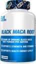 Evolution Nutrition Black Maca Root - Energistøtte - 500mg Organic Black Maca Root Powder - Træningstillæg - Vegetariske kapsler - for styrke ydeevne & Stamina - 60 Servering