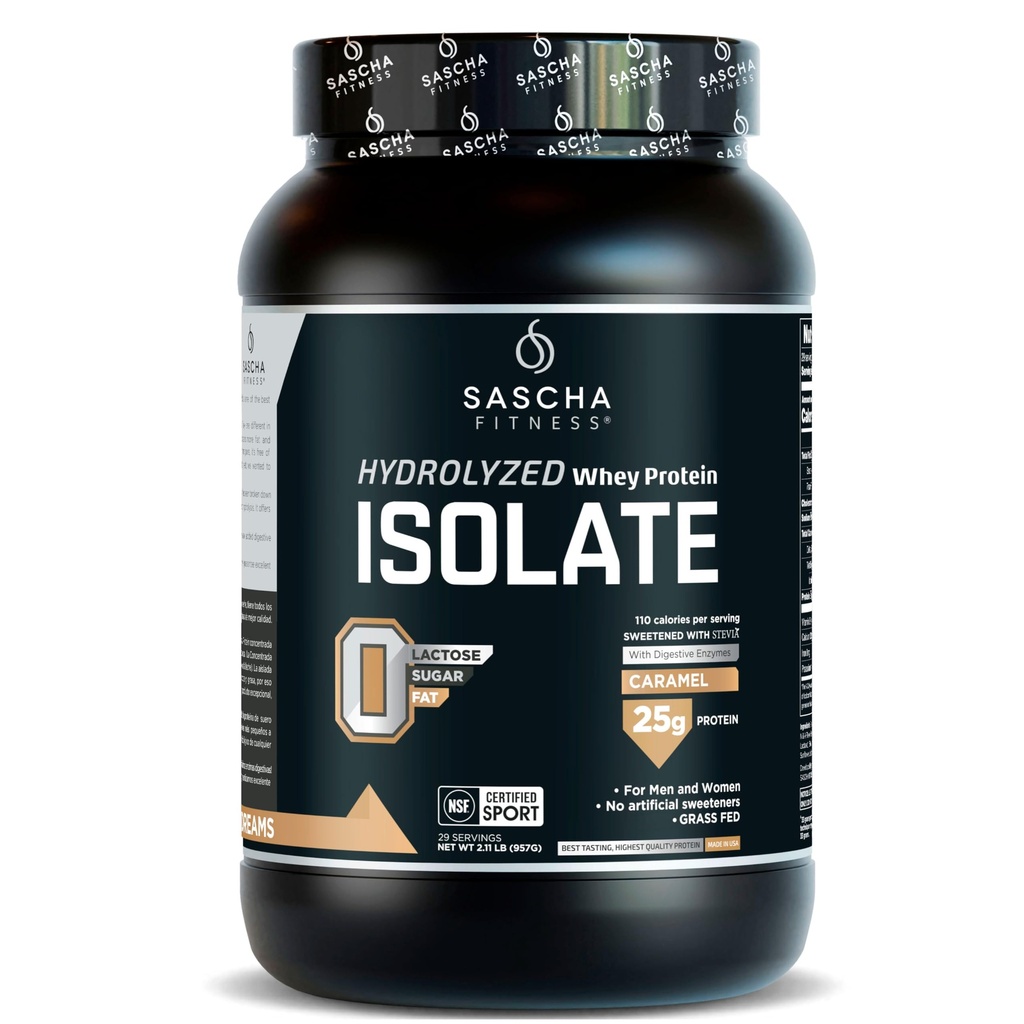 SASCHA FITESS Hydrolysed Whey Protein Isolate, 100% Grass- Fed (2,11 Pounds) (Caramel Flavor)