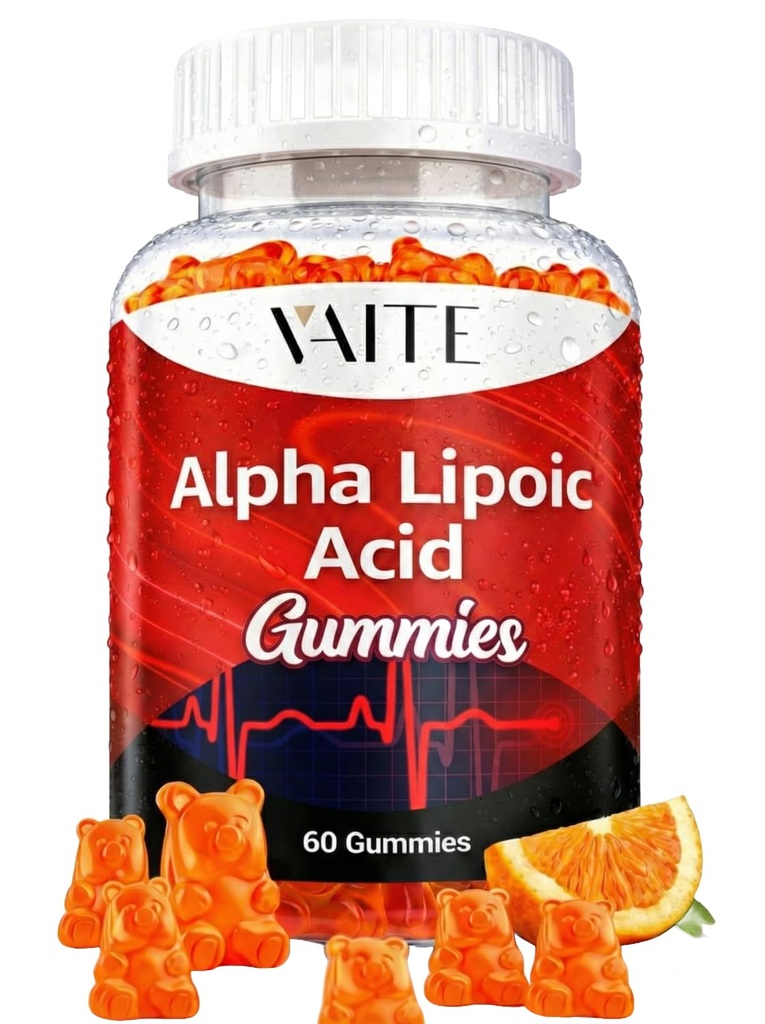 Alpha Lipoic Acid Gummies 1000mg, ALA supplement til hjerne og nerve support, antioxidant, energi - non-GMO, Vegan, Gluten- fri - 60 tyggebånd til Vitality og komfort til mænd og kvinder