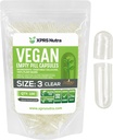 XPRS Nutra størrelse 3 Tomme kapsler - 100 Grev klar tom Vegansk kapsler - Vegetariske piller - selv vegetabilsk Capsule Fyldning - Veggie Pill Caps
