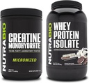 Nutrabio Creatin monohydrat, Unflavored, 500g og Whey Protein Isolate, Ice Cream Cookie drøm, Supplement Bundle - Muskelenergi, Lean muskelvækst, Inddrivelse, og Styrke