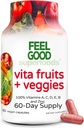 FeelGood Superfoods Vita Frugter og Veggies Kapsler - 25 Superfood ingredienser, Frugt og Vegetabilske Multivitamin, 60 Greve - For mænd og kvinder - Vitamin A, C, D, E, B og zink