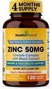 Zinc Supplements for Men and Women | Zinc 50mg with Black Currant 120 Vegetarian Capsules | Highly Absorbable Form for Immune Support | Zink 50 mg Supplement Promotes Skin Health